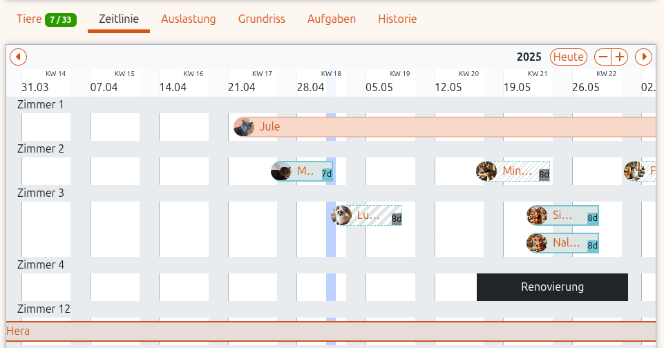 Zeitlinie der Unterkunft