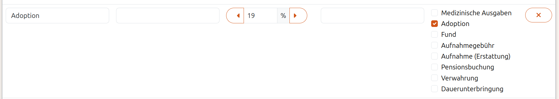 In der Administration müssen zuerst Zahlungskategorien für die Adoption angelegt werden