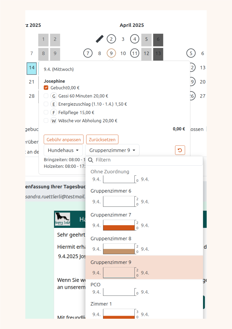 Unterkunft ändern für eine Buchung