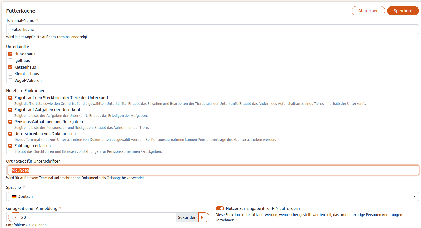 Erstellung eines Terminals in der Anigu Tierverwaltung