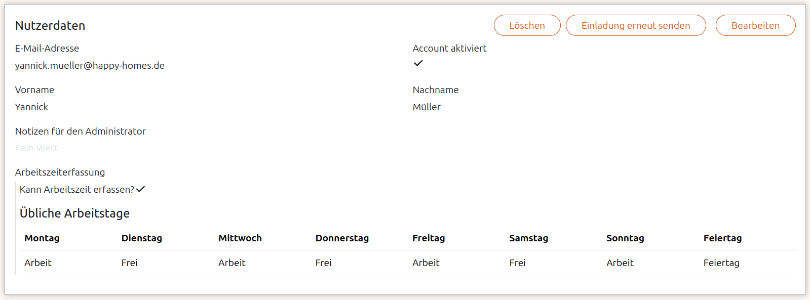 Übliche Anwesenheitstage für einen Mitarbeiter hinterlegen